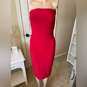 Norma Kamali Strapless Red Dress